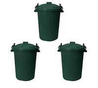 M1SS 50L Litre Heavy Duty Plastic Clip Lock Lid Bin Indoor or Outdoor Rubbish, Dustbin, Trash Can, Waste or Storage of Animal Feed. (3, Dark Green)