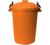 M1SS 50L Litre Heavy Duty Plastic Clip Lock Lid Bin Indoor or Outdoor Rubbish, Dustbin, Trash Can, Waste or Storage of Animal Feed. (1, Orange)