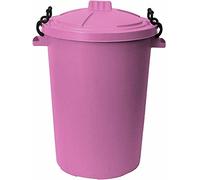 M1SS 50L Litre Plastic Swing Bin/Recycle Waste Bin/Heavy Duty Clip Lock Dustbin/Rubbish Trash/Refused Bins - Made in UK (Dust Bin, Pink)