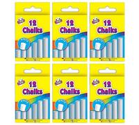 M1SS 6 Pack (12 pcs in Each pack) White Sidewalk Chalks Set for Safe, Non-toxic for Toddlers, for Painting on Sidewalk Blackboard Chalkboard Easel, Garden Pots, Bowls Club