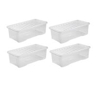M1SS 62 Litre Underbed Storage Boxes with Lids Set of 4, 62L Clear Multipurpose Nestable Stackable Plastic Storage Box With Lid Clear Containers For Home, Kitchen, Garage, Office, Accessories