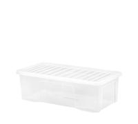 M1SS 62L Litre Clear Crystal Plastic Storage Box With Lid Home Office Stackable Nestable Container Made in U.K (62L Litre)