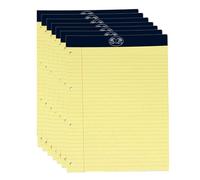 M1SS (7 Pads) A4 Legal Pad 50 Sheets Yellow Feint Margin Ruled 4 Hole Punched Perforated Paper Refill Notepad Lined Writing Pads Memo Book Top Bound (7)