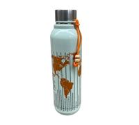 M1SS 700ml Stainless Steel Drinking Bottle | Green World Time Zones Design - Thermo Bottle | Leak Proof Water Bottle, Thermal Metal Flasks, Double Walled Vacuum Insulated Bottle for Cold Hot Drinks