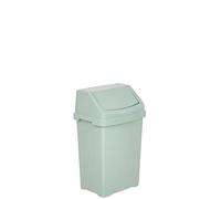 M1SS 8 Litre Silver Sage Heavy Duty Plastic Swing Top Bin with Removable Lid, Kitchen Waste Bin, Bathroom Dustbin, Household Rubbish & Recycling Bin for Home & Office