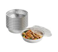 M1SS 9 Inch Round Aluminium Foil Pans with Lids - Pack of 25 Heavy Duty Disposable Baking & Takeaway Containers - Oven & Freezer Safe