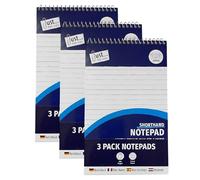 M1SS 9 x Shorthand Notepads A5 Size, Top Spiral Bound Ruled Notebook Pads, 50 Sheets (100 Pages Each), Wirebound Memo Pads for Office, School & Home Use