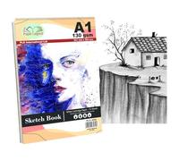 A1 Sketch Pads Spiral Book 130 GSM Cartridge Paper Drawing Pads Art Book for Artist School Home Activity Acid-Free