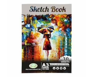 M1SS A3 Size Artist's Sketchbook Staple Bound Design Cover, 30 Sheets, White 130 GSM Thick Cartridge Paper Drawing Book Perfect for Drawing, Sketching, Doodling