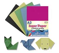 M1SS A3 Sugar Paper 70 GSM, Assorted Colours Craft, Recycled Coloured Paper for Drawing, Printing, Origami, DIY Crafts, School & Art Projects (Pack of 12)
