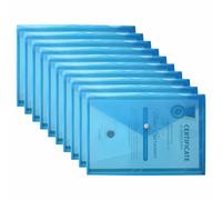 M1SS A4 Clear Document Folders Plastic Wallets Folder - 50 Pack Popper Wallet with Button Closure (Blue)