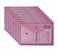 M1SS A4 Clear Document Folders Plastic Wallets Folder - 50 Pack Popper Wallet with Button Closure (Pink)