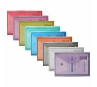 M1SS A4 Clear Document Folders Plastic Wallets Folder - 50 Pack Popper Wallet with Button Closure (Random)
