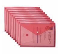 M1SS A4 Clear Document Folders Plastic Wallets Folder - 50 Pack Popper Wallet with Button Closure (Red)