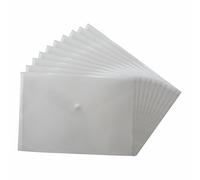 M1SS A4 Clear Plastic Document Wallets - Pack of 10 Strong Waterproof File Folders with Secure Snap Button & Precision-Welded Finish | Perfect for Home, School, Office & Multipurpose Use
