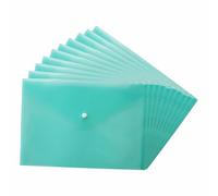 M1SS A4 Green Transparent Plastic Durable Document Wallet - Pack of 10 Pcs | Secure Snap Button Closure, Strong Precision Welded & Waterproof Design | Ideal for Home, School & Office Organization