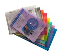M1SS A4 Popper Wallets - Pack of 50 Assorted Transparent Document Folders - Snap Button Closure - Polypropylene File Wallets for School, Office & Home Use