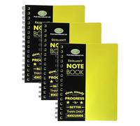 M1SS A4 Subject Notebook 3 Pack - Excellency Poly Twin Wire bound Notebook 68GSM Bright Paper Nylon Coated Book - 140 Pages, 8mm Feint, Yellow