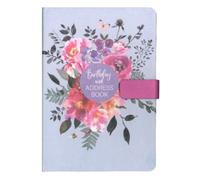 M1SS A5 Address & Birthday Book A-Z Index Light Blue Floral Hardback Cover