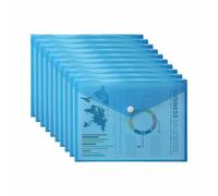 M1SS A5 Clear Document Folders Plastic Wallets Folder - 50 Pack Popper Wallet with Button Closure (Blue)