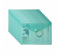 M1SS A5 Clear Document Folders Plastic Wallets Folder - 50 Pack Popper Wallet with Button Closure (Green)