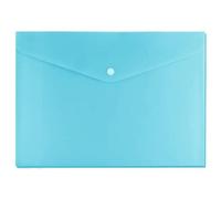 M1SS A5 Plastic Document Wallets with Button Closure - Pack of 5 Pastel Blue Popper Folders - Durable File Holders for School, Office & Travel