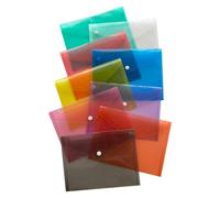 M1SS A5 Plastic Document Wallets with Popper -| Assorted Colours | Waterproof, Durable & Transparent File Folders for School, Office, Home & Travel (Pack of 50, A5)