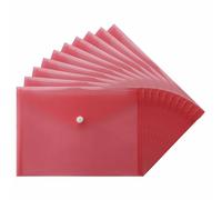 M1SS A5 Plastic Wallet 30 pcs of Clear Red Plastic Document Holder Popper Wallet Document Folder with snap Button for Office, Home, School, Travel [23x17 cm]