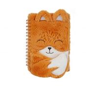 M1SS A5 Plush Notebook - Kawaii Fox Design with Embroidered Face & 3D Ears, 80 Lined Sheets (70 GSM), Soft Cute Journal for School, Notes & Gifts