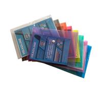 M1SS A5 Popper Wallets - Pack of 50 Assorted Transparent Document Folders - Snap Button Closure - Polypropylene File Wallets for School, Office & Home Use