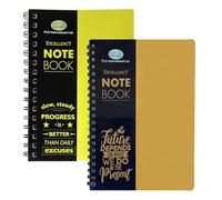 M1SS A5 Spiral Bound Notebook Pack of 2 - Twin Wire Lined Exercise Book, 140 Pages 68 GSM - Hard PP Cover - Journal for School, College & Note Taking (Yellow + Orange)