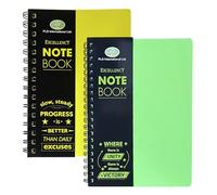 M1SS A5 Spiral Bound Notebook Pack of 2 - Twin Wire Lined Exercise Book, 140 Pages 68 GSM - Hard PP Cover - Journal for School, College & Note Taking (Yellow + Green)