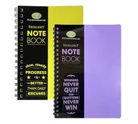 M1SS A5 Spiral Bound Notebook Pack of 2 - Twin Wire Lined Exercise Book, 140 Pages 68 GSM - Hard PP Cover - Journal for School, College & Note Taking (Yellow + Purple)