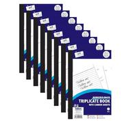 M1SS A5 Triplicate Invoice Book Pack of 8 (148 x 210 mm) - 50 Numbered Sets Each with Carbon Sheets, Duplicate Receipt Pads, Perforated Pages, Business Invoice Books for Office, Retail & Small Busines