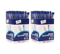 M1SS Blue Ballpoint Pens Pack of 100, Retractable Blue Ink Pens with Medium 0.5mm Tip, Smooth Writing Biro Pens for School, Office & Home, Bulk Ball Pens for Note Taking, Paperwork & Signing