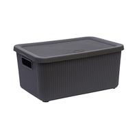 M1SS BOTTLE GREY, Small Plastic Storage Boxes 7L Litre Box & Lid BPA Free Virgin Plastic for Home Office Stackable Rib Box With Handle