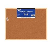 M1SS Classic Wood Natural Large Cork Notice Board with Colourful Push Pins & Wall Fixings for Home, Office, Memo Message, Pictures, Planner, Display Organiser (600 x 800 MM), Brown