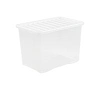 M1SS Clear Crystal Plastic Storage Box With Lid Home Office Stackable Nestable Container Made in U.K (80L)