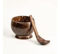 M1SS Coconut Shell Artisan Soup Bowl & Spoon Set | 350 ML Capacity | Handmade & Eco-Friendly | Perfect for Soups, Stews, and Broths | Natural Coconut Shell Design (Set of 1)