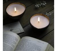 M1SS Coconut Shell Candle/Diya | Eco-Friendly Handcrafted Coconut Fragrance Scented Soy Wax Candles - White (Set of 2) | Rustic Decor for Christmas, and Special Occasions