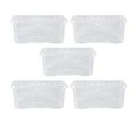 M1SS Crystal 5x 45L Plastic Storage Boxes with Lids. Medium Size, Strong (Pack of 5, 45 Litre). Made in the UK (Clear)