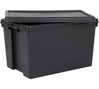 M1SS Extra Large Super Strong Black Storage Boxes With Lids Impact Resistant Plastic | Storage Boxes Crystal Clear Box & Lid Home Office Stackable Nestable Reinforced Containers (62L Black Bam Box)