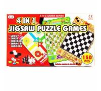 M1SS Family Leisure Traditional Classic Board Games - Chess, Ludo, Dominoes, Snake & Ladder, Match 4, Tumbling Tower & More - Choose Your Game - Family Fun & Travel Sets (4 in 1 Jigsaw Puzzle Games)