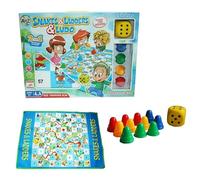 M1SS Family Leisure Traditional Classic Board Games - Chess, Ludo, Dominoes, Snake & Ladder, Match 4, Tumbling Tower & More for Family Fun & Travel Sets (2 in 1 Games - Snake & Ladders Ludo)