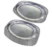 M1SS Food Serving 17" Oval Platter Serving Trays Disposable Aluminium Foil Silver Foil Food Tray Appetizer Tray Oven & Food Safe Recyclable Serving Plates Buffet Serving Dishes-Pack of 10