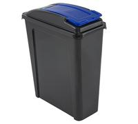 M1SS Heavy Duty Plastic Clip Lock Lid Bin Recycle Bin Slimline Bin With Removable Lid Rubbish, Dustbin, Trash Can, Waste or Storage of Animal Feed (25L Slimline Bin, Blue)