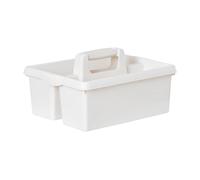 M1SS Heavy Duty Plastic Handy Kitchen Tool Cleaning Tool Box Utility Storage Tidy Organiser Tote Tray Large Strong Cleaners Carry Caddy (Snow White)