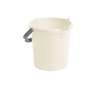 M1SS High Grade 5L Litre Soft Cream Durable Multipurpose Plastic Storage Bucket with Litre Scale, Handle & Spout for Food Storage, Garden, Cleaning, Kitchen