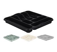 M1SS High Grade Large 7 Compartment Cutlery Holder Tray Utensil Holder for Kitchen Drawer organiser -Midnight Black (Dark Greyish/Dark Blue)