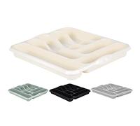 M1SS High Grade Plastic Large Cutlery Tray Kitchen Racks and Holders 7 Compartment Cutlery Draw for Kitchen Drawers (Soft Cream)